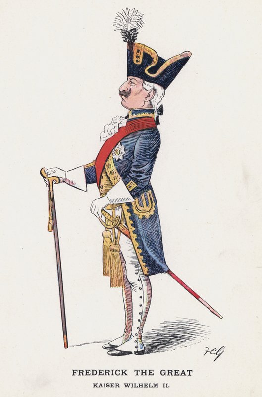 Fredrik den store, Kaiser Wilhelm II (farge litho) av Francis Carruthers Gould