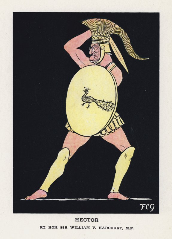 Hector, Rt Hon Sir William V Harcourt (farge litho) av Francis Carruthers Gould
