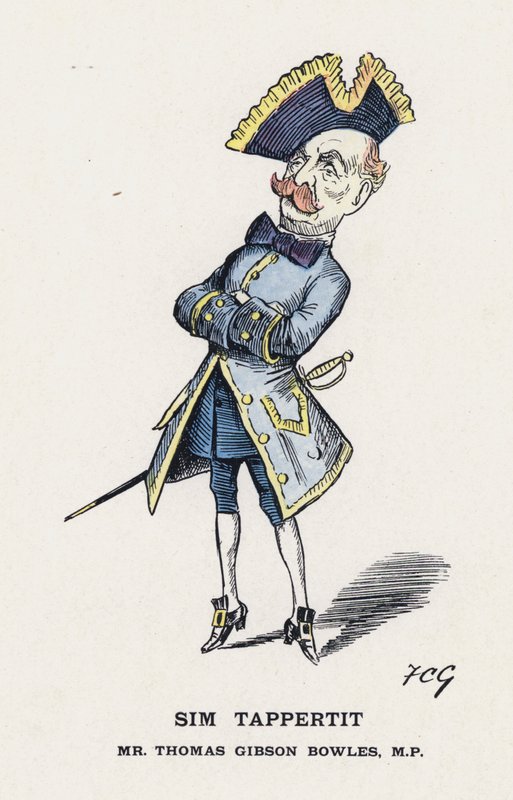 Sim Tappertit, Mr Thomas Gibson Bowles (farge litho) av Francis Carruthers Gould