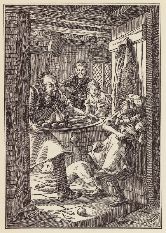 Illustrasjon til Sirissen på ildstedet av Charles Dickens (fargelitografi) av Francis Donkin Bedford