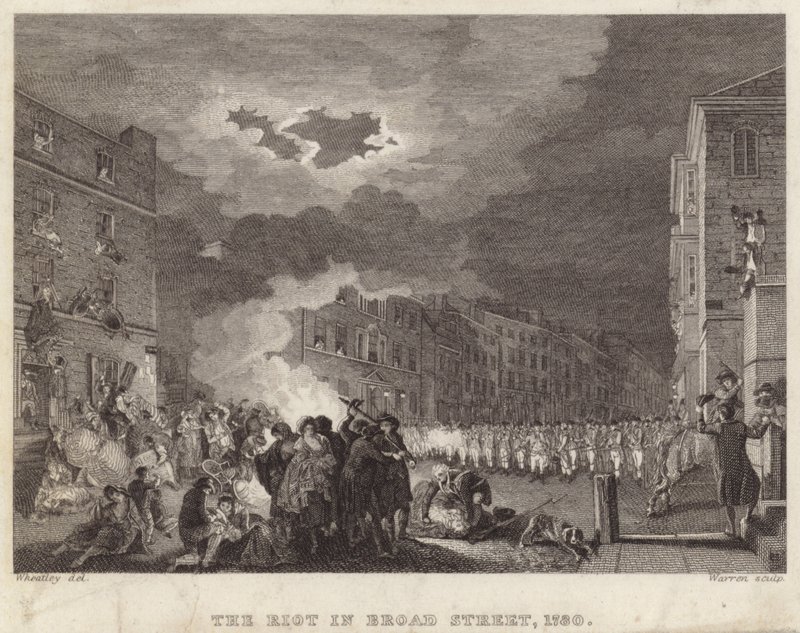 Opprør i Broad Street i 1780 av Francis Wheatley