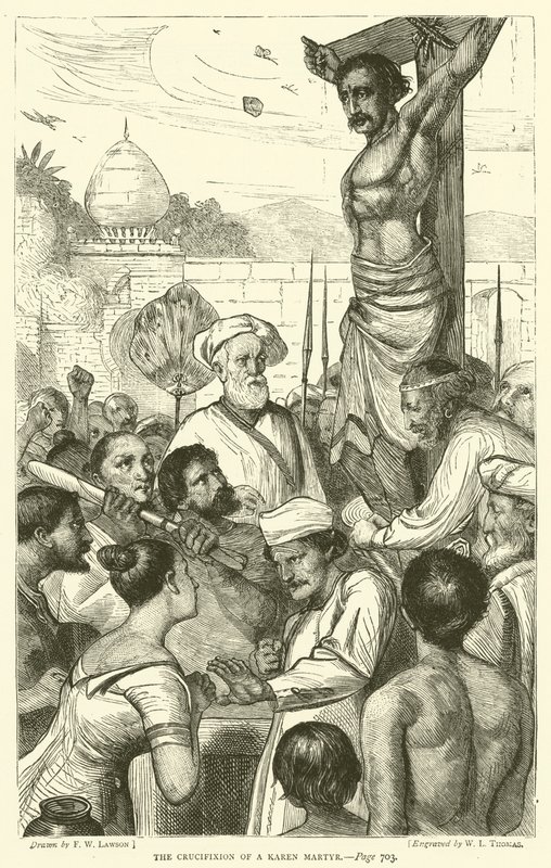 Korsfestelsen av en Karen-martyr av Francis Wilfred Lawson