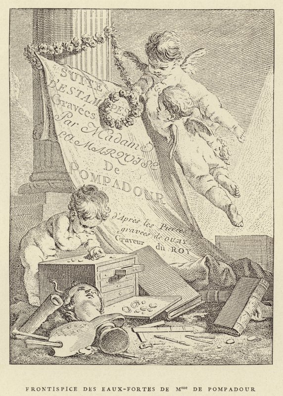 Frontispice av etsningene til Madame de Pompadour (gravering) av Francois (after) Boucher