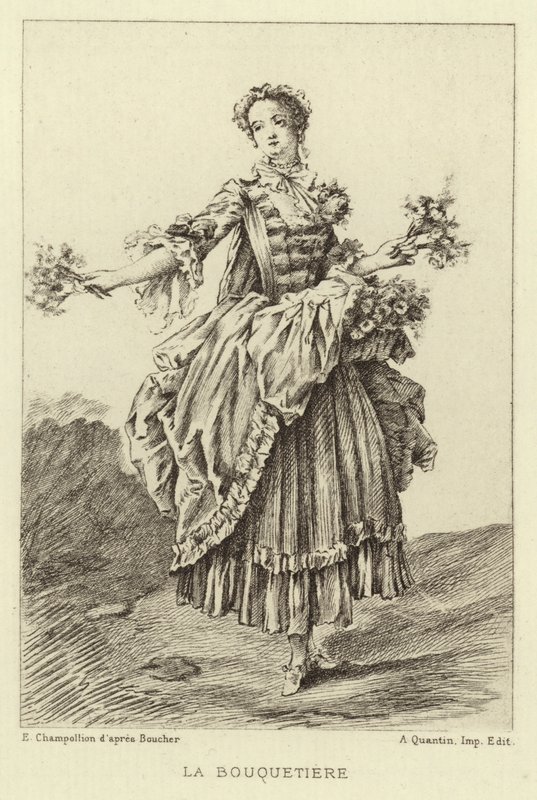 La Bouquetiere (gravering) av Francois (after) Boucher