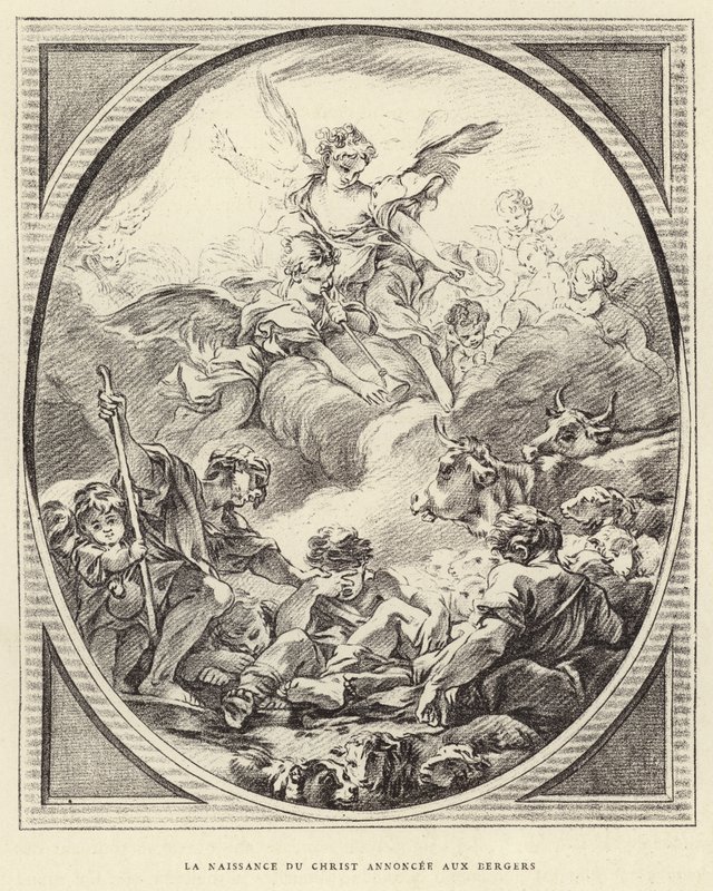 Kristi fødsel kunngjort for hyrdene (gravering) av Francois (after) Boucher