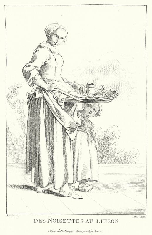 Selger av nøtter (gravering) av Francois (after) Boucher