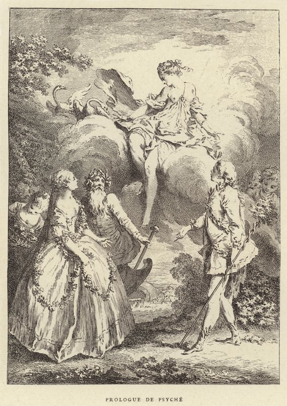 Prologue de Psyche (gravering) av Francois (after) Boucher
