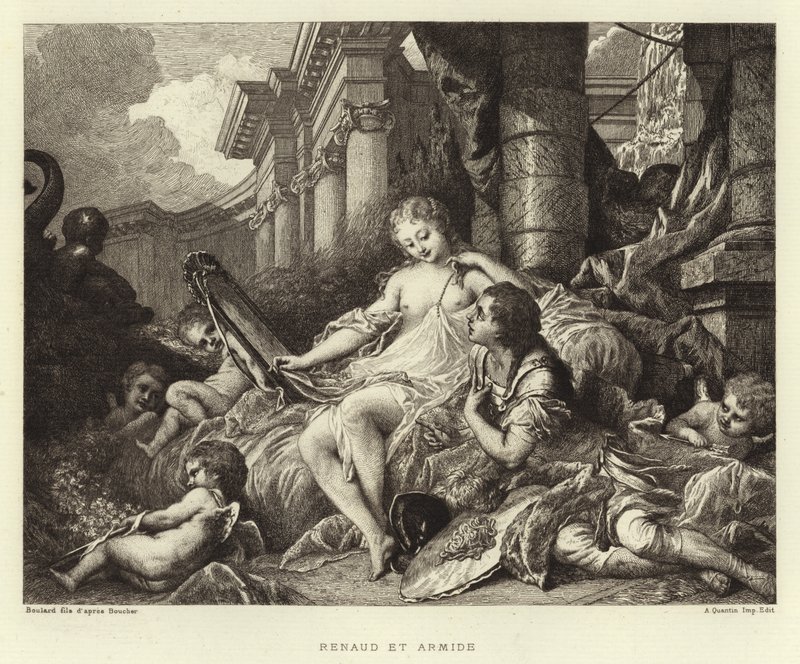 Renaud og Armide (gravering) av Francois (after) Boucher