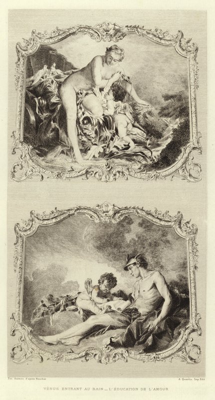 Venus Entering the Bath, The Education of Love (gravering) av Francois (after) Boucher