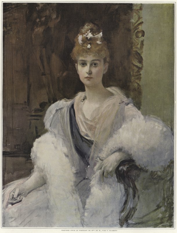 Skisse for et portrett av Mme de M av Francois Flameng