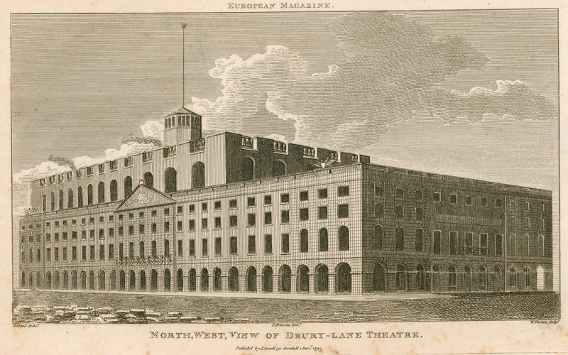 Nordvest-utsikt over Drury Lane Theatre, London av Francois Louis Thomas Francia