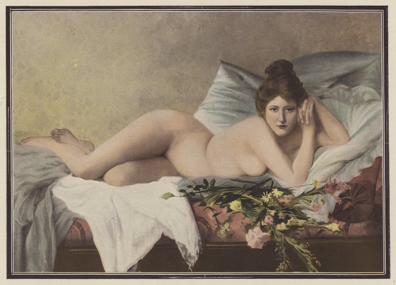 Visne blomster fra en elsker (farge litho) av Francois Maurice Lard