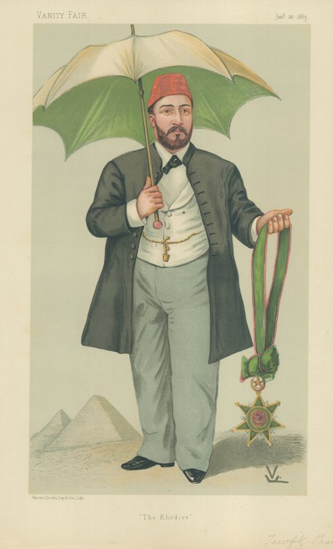 HH Mehemed Tewfik Pasha, Khedive of Egypt, The Khedive, 20. januar 1883, Vanity Fair tegneserie av Francois Verheyden