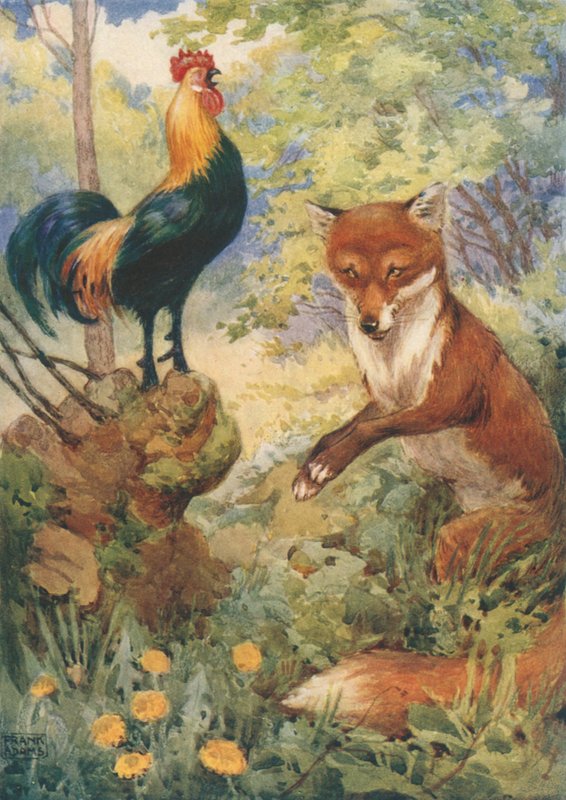 Chanticleer og Dan Russell, fra The Canterbury Tales av Geoffrey Chaucer av Frank Adams