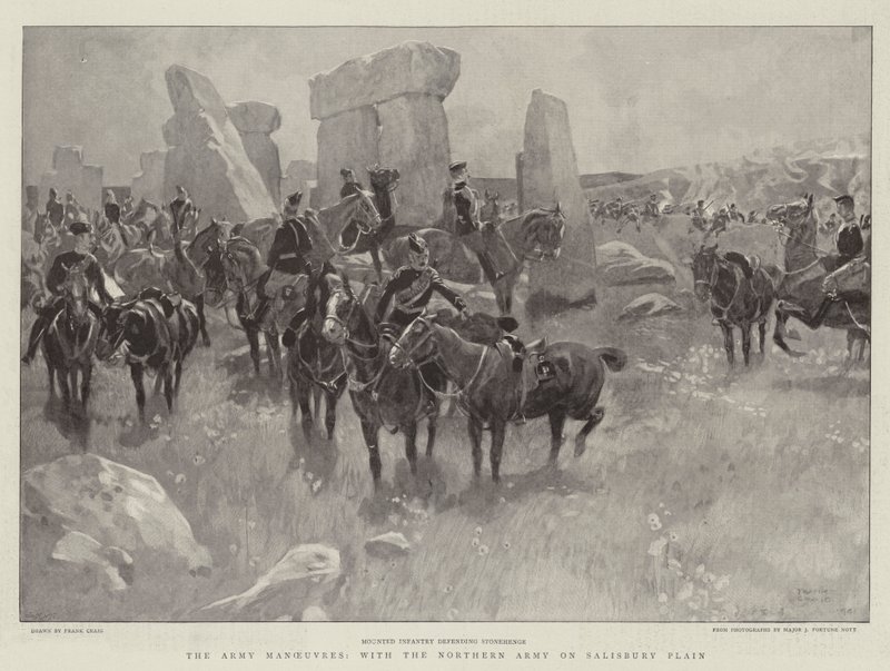 Hærens manøvrer, med den nordlige hæren på Salisbury Plain av Frank Craig