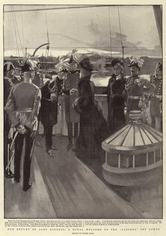 The Return of Lord Roberts, en kongelig velkomst på Alberta utenfor Cowes av Frank Craig