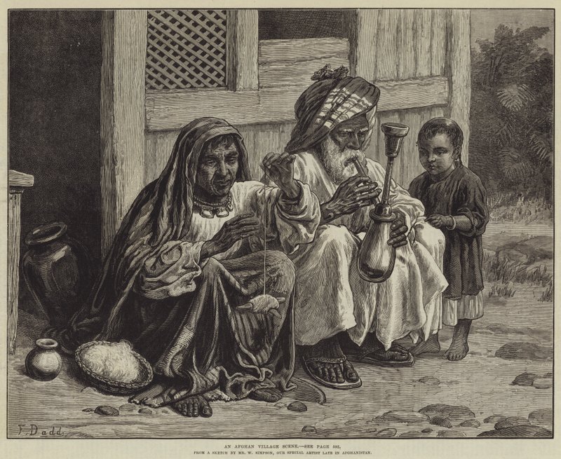 En afghansk landsbyscene av Frank Dadd