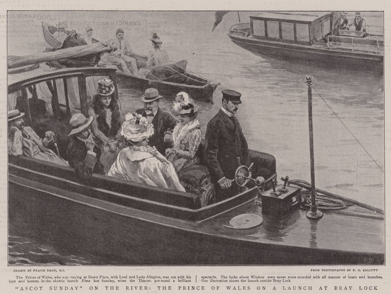 Ascot Sunday on the River, Prince of Wales på en lansering ved Bray Lock av Frank Dadd