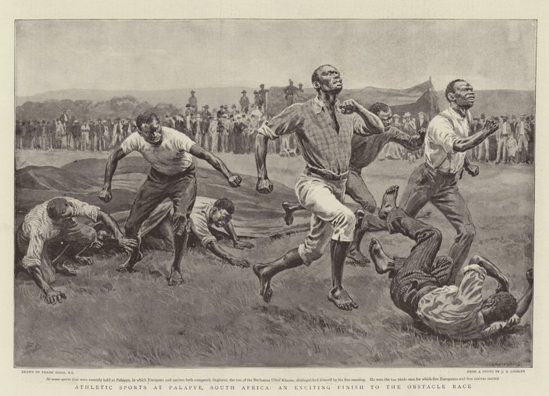 Atletisk idrett i Palapye, Sør-Afrika, en spennende avslutning på hinderløpet av Frank Dadd