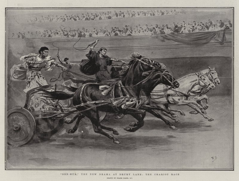 Ben-Hur, det nye dramaet på Drury Lane, Chariot Race av Frank Dadd