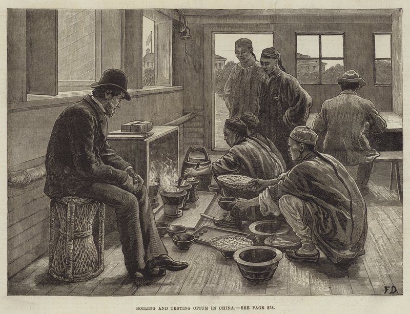Koking og testing av opium i Kina av Frank Dadd