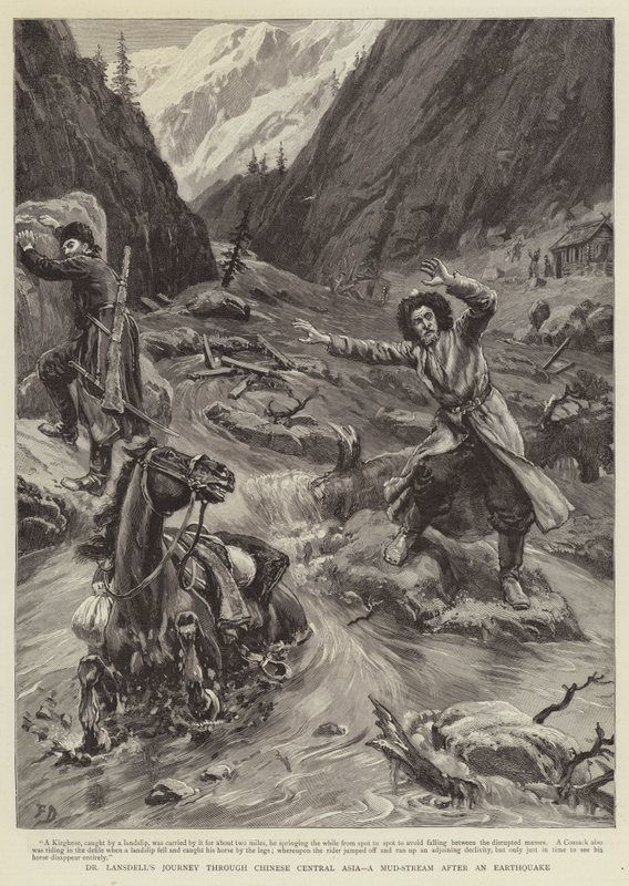 Dr Lansdells reise gjennom kinesisk Sentral-Asia, en gjørmestrøm og jordskjelv av Frank Dadd