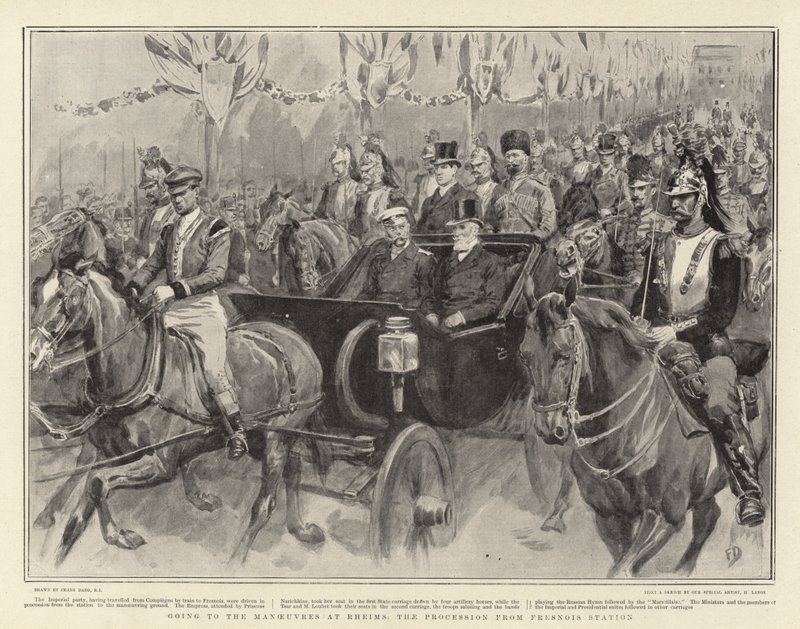 Går til manøvrene på Reims, prosesjonen fra Fresnois stasjon av Frank Dadd