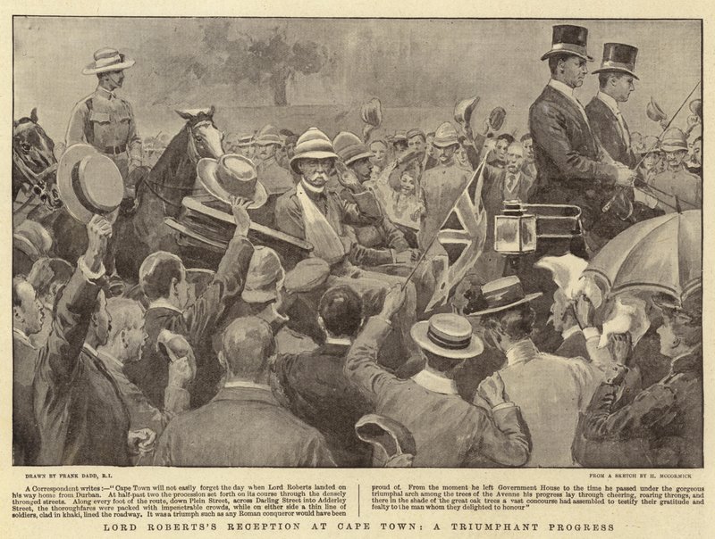 Lord Roberts mottakelse i Cape Town, en triumferende fremgang av Frank Dadd