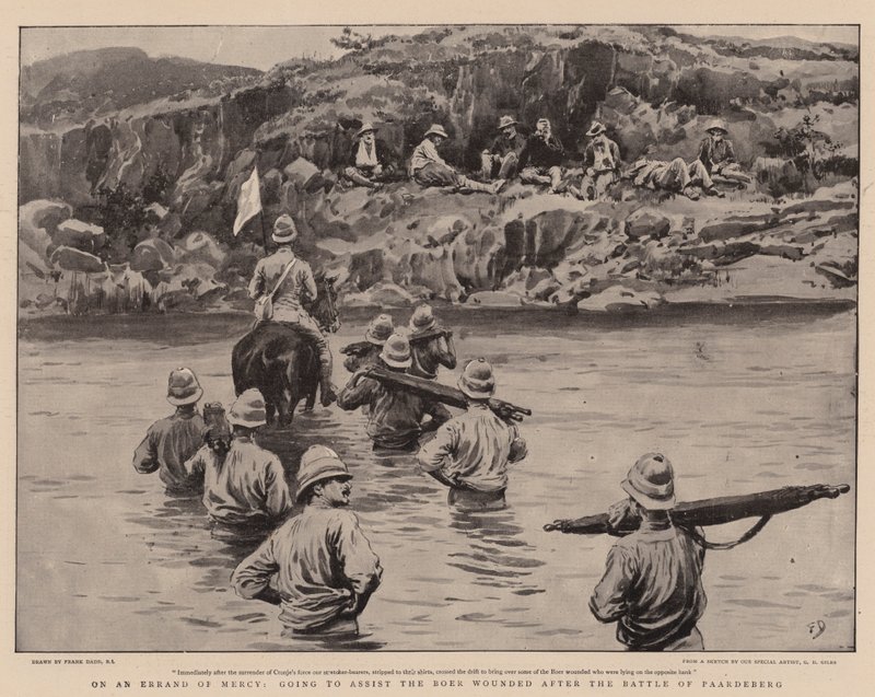 På et ærend av barmhjertighet, skal hjelpe boeren som er såret etter slaget ved Paardeberg av Frank Dadd