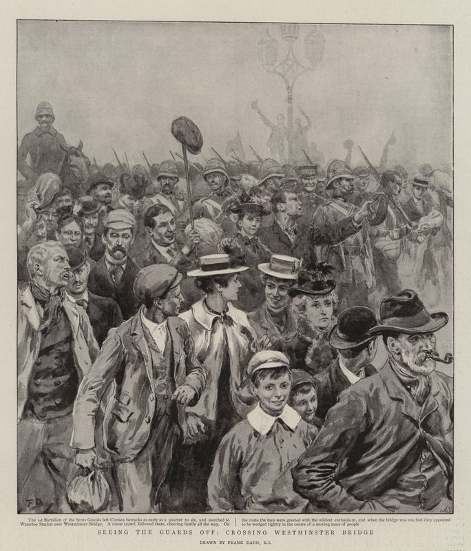 Ser vaktene av, krysser Westminster Bridge av Frank Dadd