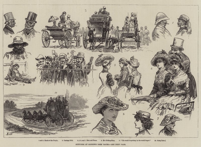 Skisser på Sandown Park Races av Frank Dadd