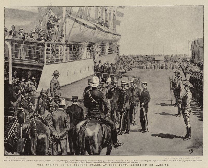 Ankomsten til Sir Redvers Buller til Cape Town, mottak ved landing av Frank Dadd
