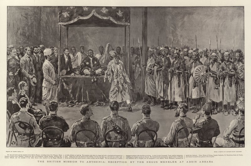 British Mission to Abyssinia, mottakelse av Negus Menelik i Addis Abeba av Frank Dadd