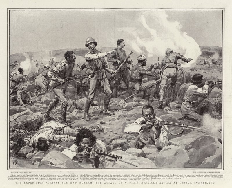 Ekspedisjonen mot den gale mulla, angrepet på kaptein McNeills Zariba ved Gebile, Somaliland av Frank Dadd