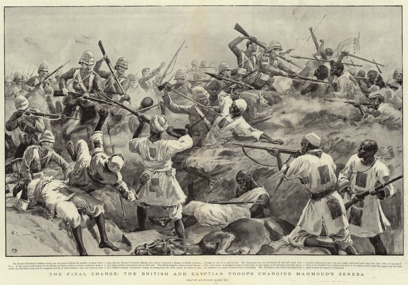 Den endelige anklagen, de britiske og egyptiske troppene anklager Mahmouds Zereba av Frank Dadd
