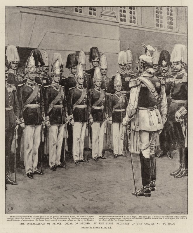 Innsettingen av prins Oscar av Preussen i det første regimentet av vaktene i Potsdam av Frank Dadd