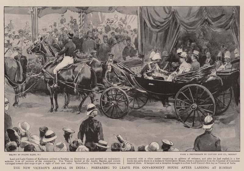 Den nye visekongens ankomst til India, forbereder seg på å reise til regjeringshuset etter landing i Bombay av Frank Dadd