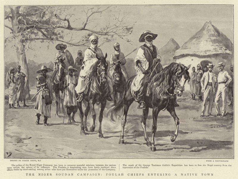 Niger Soudan-kampanjen, Foulah-sjefer på vei inn i en innfødt by av Frank Dadd