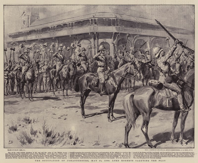 Okkupasjonen av Johannesburg, 31. mai 1900, Lord Roberts hyller flagget av Frank Dadd