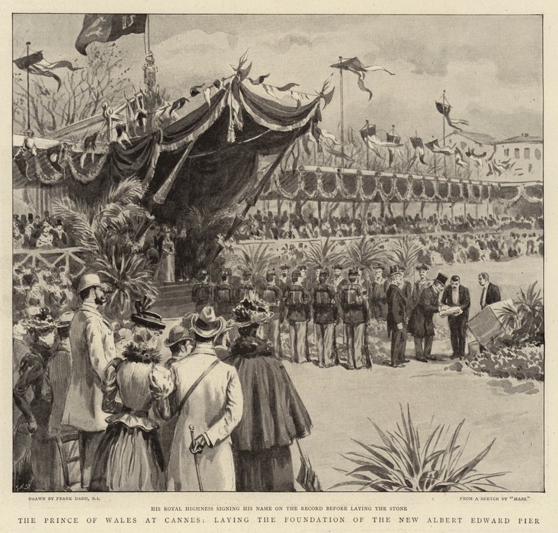 Prinsen av Wales i Cannes, legger grunnlaget for New Albert Edward Pier av Frank Dadd