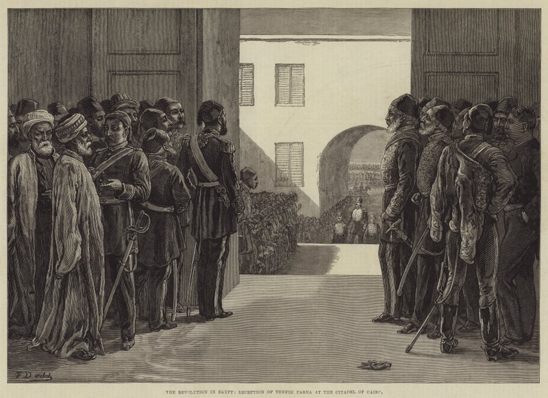 Revolusjonen i Egypt, mottak av Tewfik Pasha ved citadellet i Kairo av Frank Dadd