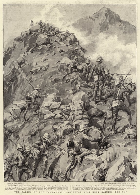 The Taking of the Tanga Pass, Royal West Kent vinner toppen av Frank Dadd