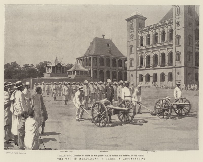Krigen på Madagaskar, en scene i Antananarivo av Frank Dadd
