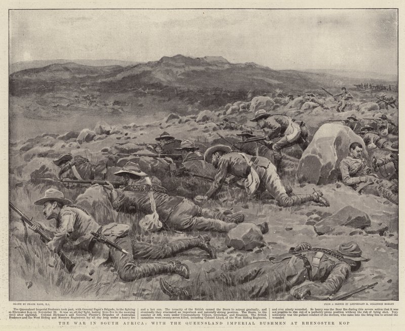 Krigen i Sør-Afrika, med Queensland Imperial Bushmen ved Rhenoster Kop av Frank Dadd