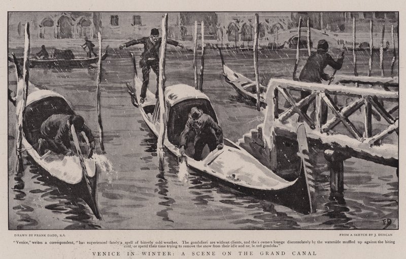 Venezia om vinteren, en scene på Canal Grande av Frank Dadd
