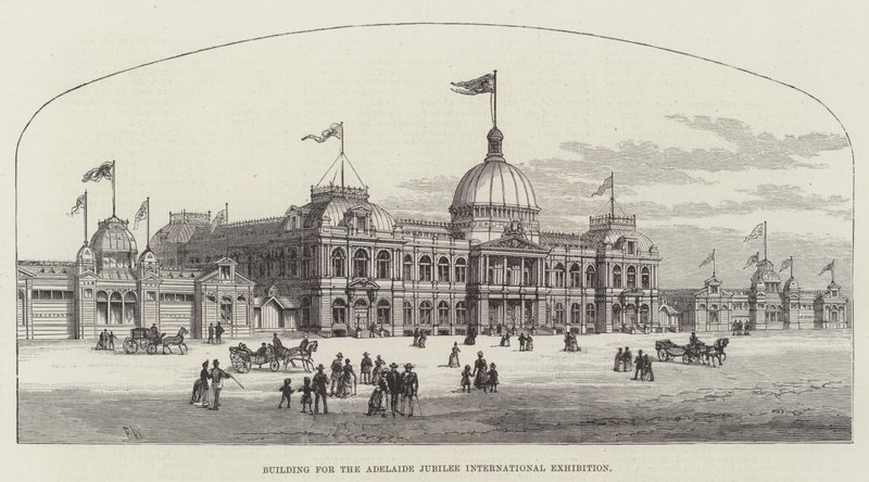 Bygning for Adelaide Jubilee International Exhibition av Frank Watkins
