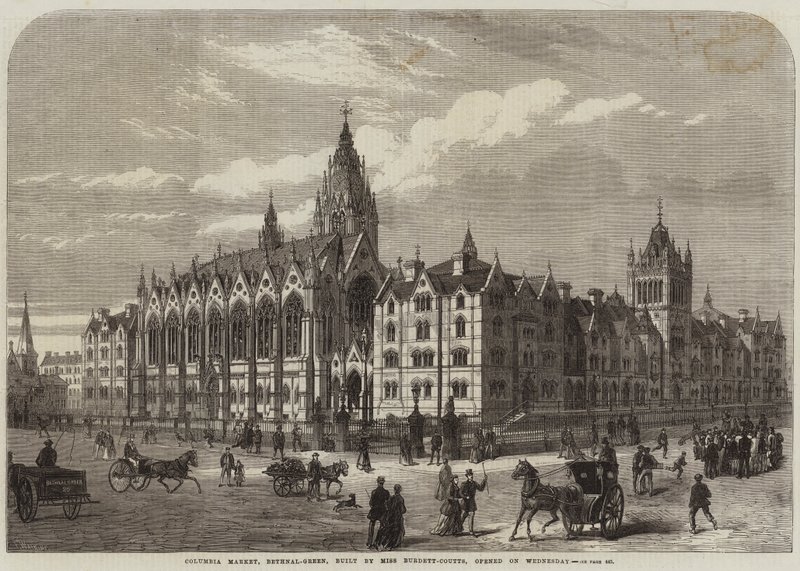 Columbia Market, Bethnal-Green, bygget av Miss Burdett-Coutts, åpnet onsdag av Frank Watkins