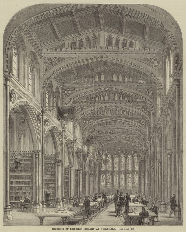 Interiøret i det nye biblioteket på Guildhall av Frank Watkins