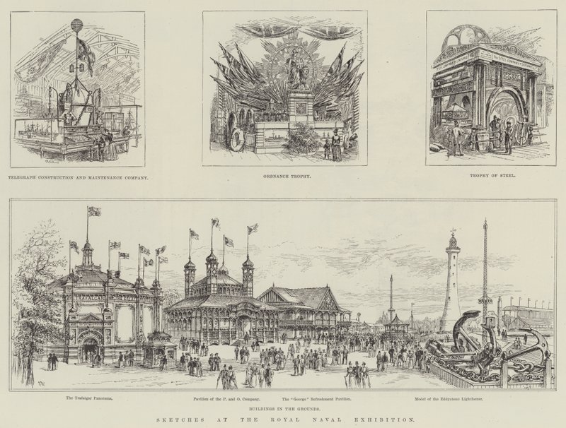 Skisser på Royal Naval Exhibition av Frank Watkins