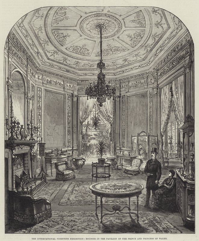 Den internasjonale fiskeriutstillingen, Boudoir i paviljongen til prinsen og prinsessen av Wales av Frank Watkins